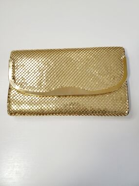 Gold Metallic Evening Clutch - Women's Handbag